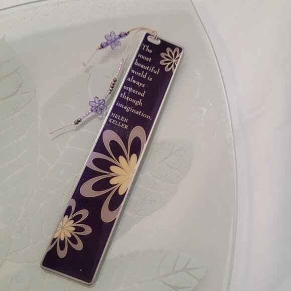 Sacchi Metal Bookmark Purple Floral Boho - Helen Keller Quote - Picture 6 of 8